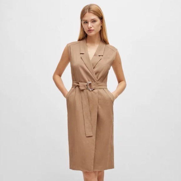 BOSS LINEN BLEND DRUPE DRESS 💖NWT IN STORES $595💖 - Picture 1 of 6